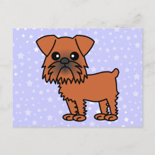 Cute Brussels Griffon Tecknad Vykort