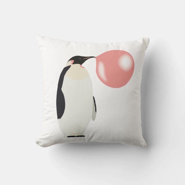 Cute Bubble Gum Penguin, blåsbar bubbla Kudde (Framsida)