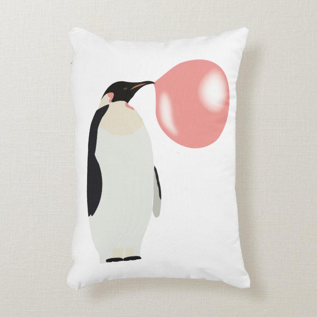 Cute Bubble Gum Penguin, blåsbar bubbla Prydnadskudde (Framsidan(Vertikal))