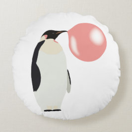 Cute Bubble Gum Penguin, blåsbar bubbla Rund Kudde