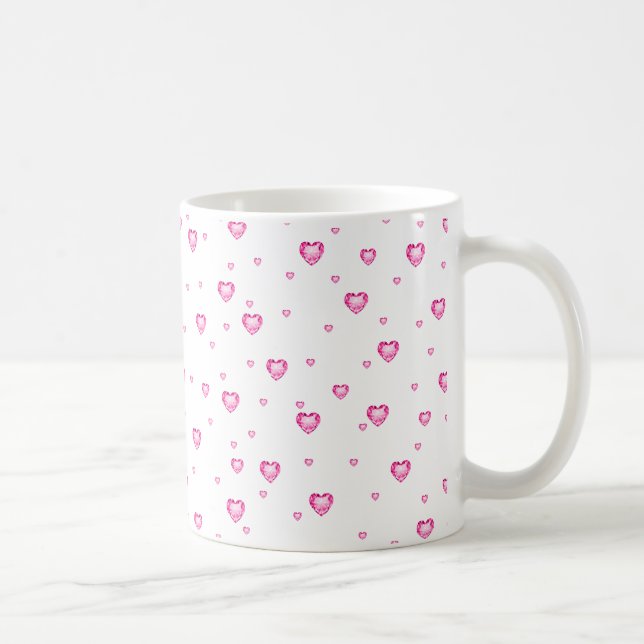 Cute Bubble Rosa Valentiness Hearts Mönster Kaffemugg (Höger)