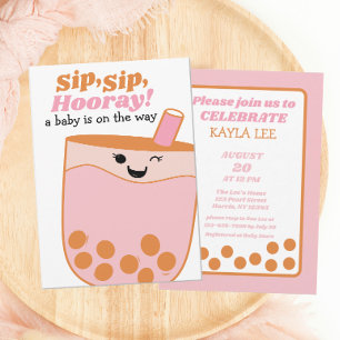 Cute Bubble Tea Boba Baby Shower Inbjudningar