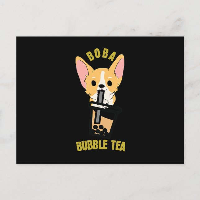 Cute Bubble Tea Boba Mjölk Tea Anime Corgi Vykort (Framsida)
