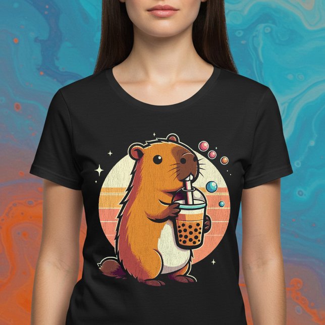 Cute Bubble Tea Capybara T Shirt (Skapare uppladdad)