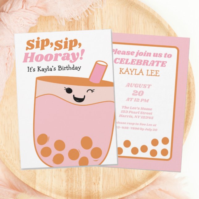 Cute Bubble Tea Flick kalas Inbjudningar (Skapare uppladdad)