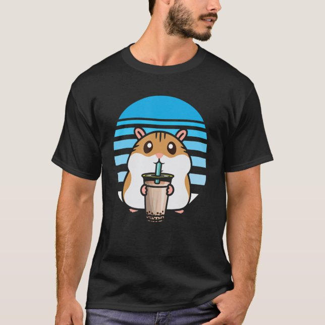 Cute Bubble Tea Hamster Boba Tea Fanatic Hamster T Shirt (Framsida)