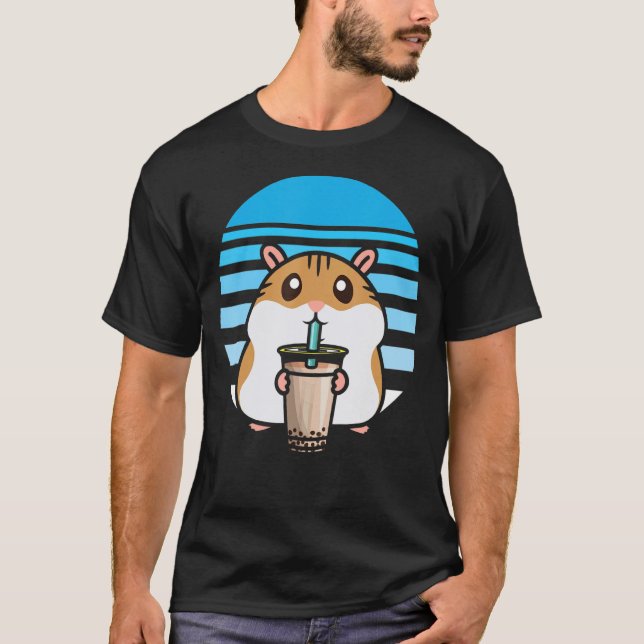 Cute Bubble Tea Hamster Boba Tea Fanatic Hamster T Shirt (Framsida)