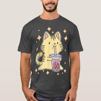 Cute Bubble Tea Kattunge Kawaii Boba Tea Cat Japan T Shirt