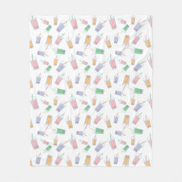 Cute Bubble Tea Mönster Pastel Soft Färg Baby Fleecefilt