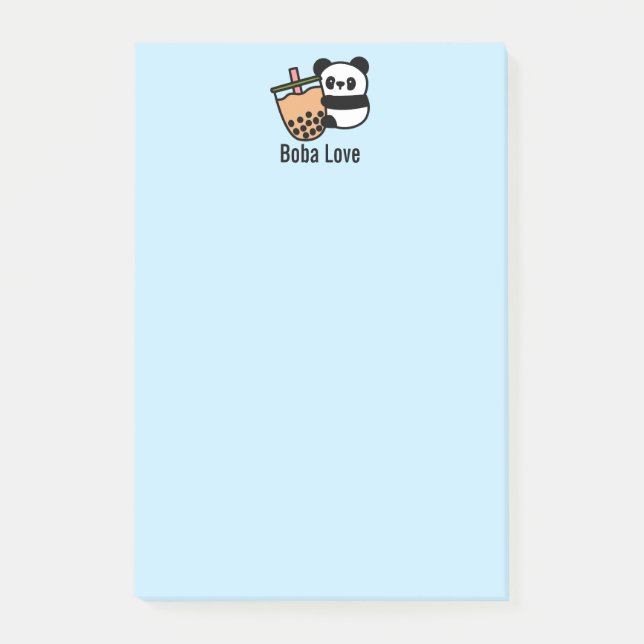 Cute Bubble Tea & Panda Bear Post-it Block (Framsida)