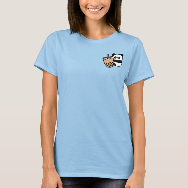 Cute Bubble Tea & Panda Bear T Shirt (Framsida)