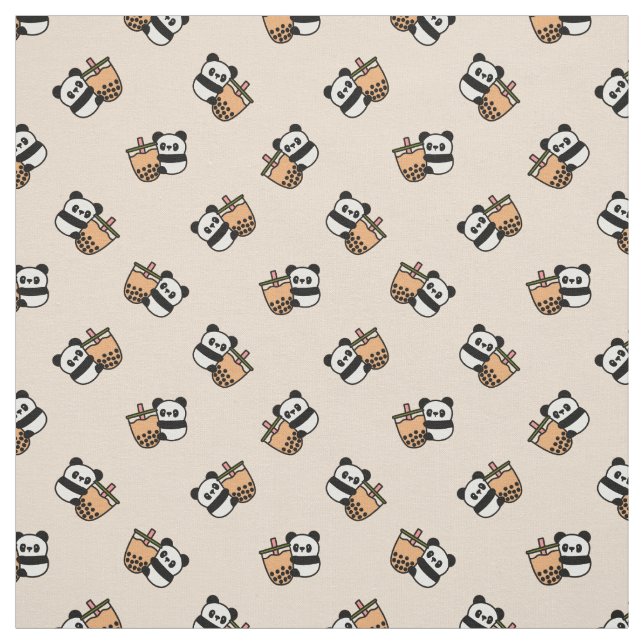 Cute Bubble Tea & Panda Bear Tyg (Provkarta)