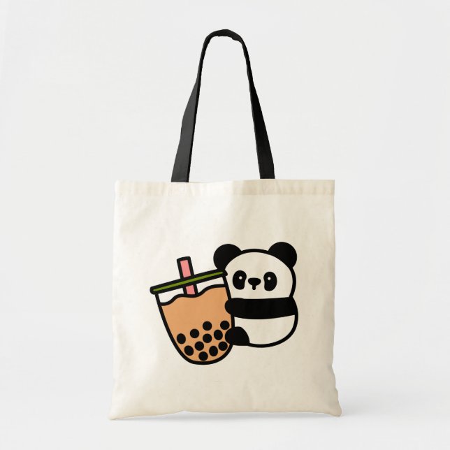 Cute Bubble Tea & Panda Bear Tygkasse (Framsidan)
