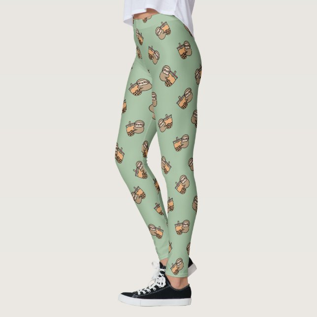 Cute Bubble Tea & Sloth Leggings (Vänster)