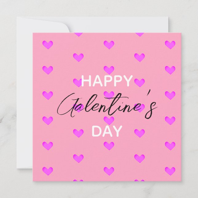 Cute Bubblegum Rosa Hearts Lycklig Galentines Day Julkort (Framsida)