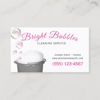 Cute Bubbles Bucket Städning Houseclezation Servic Visitkort