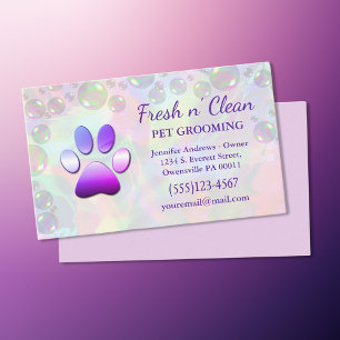 Cute Bubbles Incandescent Tass Grooming Service Visitkort
