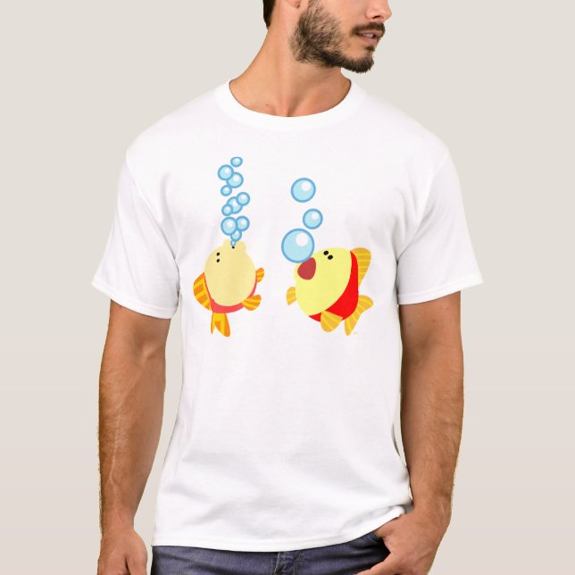 Cute Bubbling Tecknad Fish Children T-Shirt (Framsida)