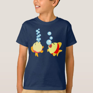 Cute Bubbling Tecknad Fish Children T-Shirt
