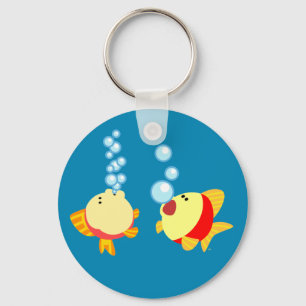 Cute Bubbling Tecknad Fish Keychain Nyckelring