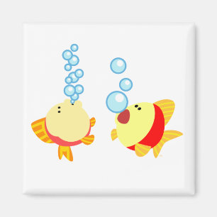 Cute Bubbling Tecknad Fish Magnet