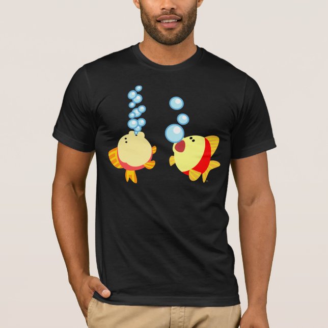 Cute Bubbling Tecknad Fish T-Shirt (Framsida)