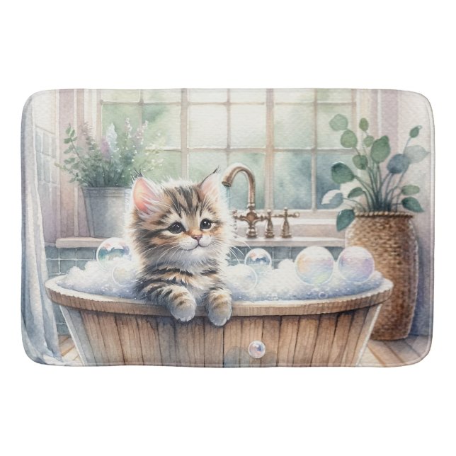 Cute Bublet Kitten Bath Time Badrumsmatta (Framsidan)