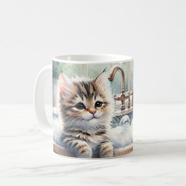 Cute Bublet Kitten Bath Time Kaffemugg (Framsida vänster)