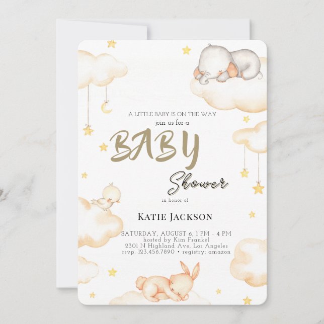 Cute Budget Baby Shower Inbjudningar (Framsida)