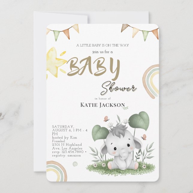 Cute Budget Baby Shower Inbjudningar (Framsida)