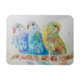 Cute Budgie budgies bird Watercolor Art Magnet
