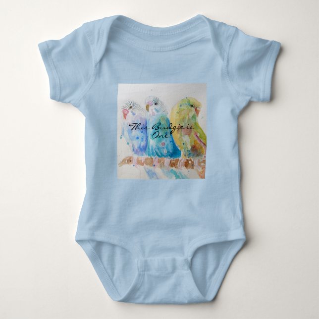 Cute Budgie First Birthday Pastel Bird Baby Bird T Shirt (Framsida)
