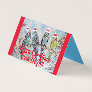 Cute Budgie God jul från oss alla kortuppsättning Kort