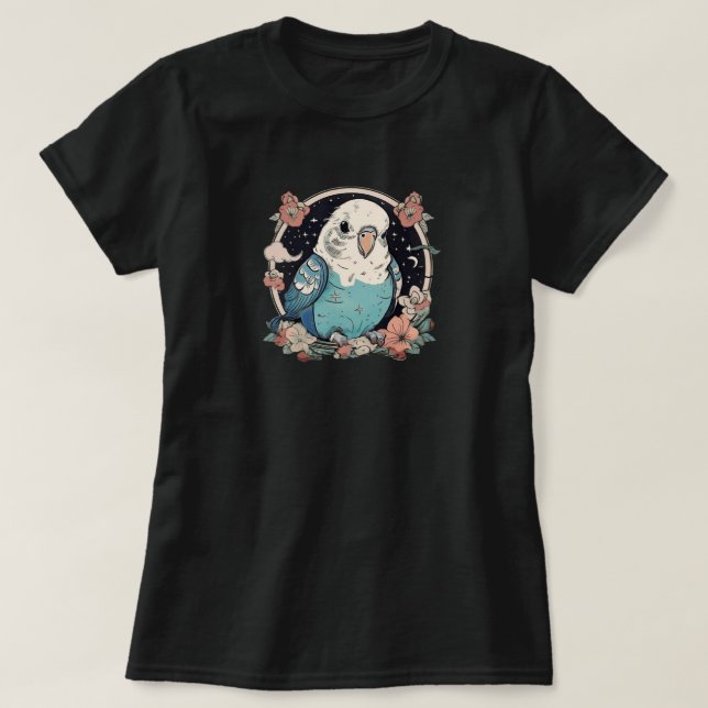 Cute Budgie i Blommigt Wandeans Kvinnor T-Shirt (Design framsida)