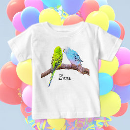 Cute budgie-paret - personaliserbart baby T-Shirt