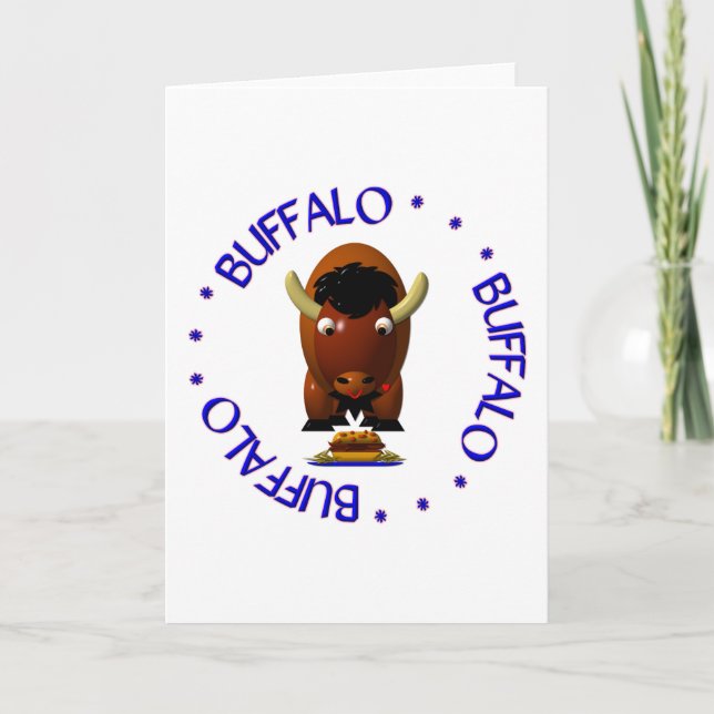 Cute Buffalo med nötkött på Weck och Buffalo Vinga Helgkort (Framsida)