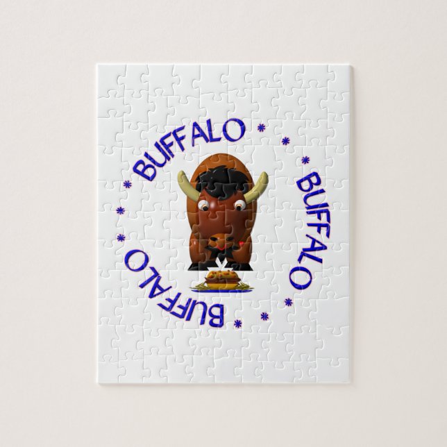 Cute Buffalo med nötkött på Weck och Buffalo Vinga Pussel (Vertikal)