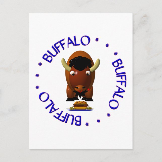 Cute Buffalo med nötkött på Weck och Buffalo Vinga Vykort (Framsida)