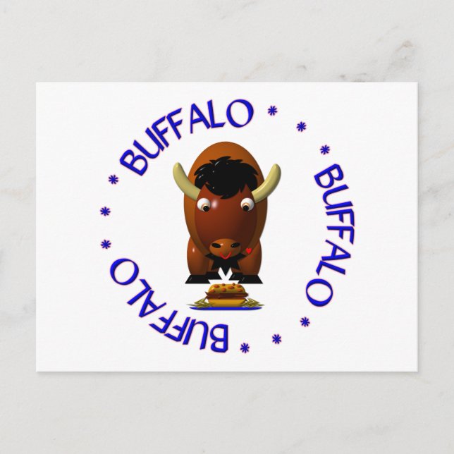 Cute Buffalo med nötkött på Weck och Buffalo Vinga Vykort (Framsida)