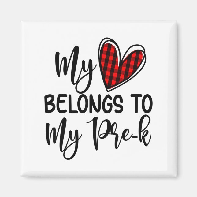 Cute Buffalo Plaid Heart Valentines Day For Pre K  Magnet (Framsidan)