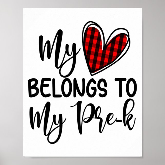 Cute Buffalo Plaid Heart Valentines Day For Pre K  Poster (Framsidan)