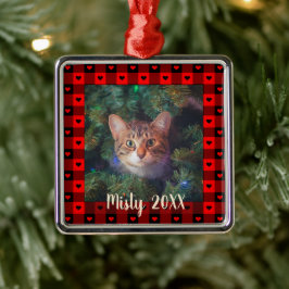 Cute Buffalo Play Hearts Anpassningsbar Cat Pet-ju Julgransprydnad Metall