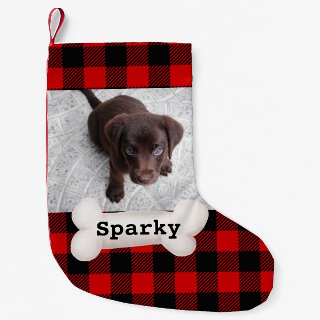 Cute Buffalo Play Pet Hund Photo Anpassningsbar Liten Julstrumpa (Framsidan)