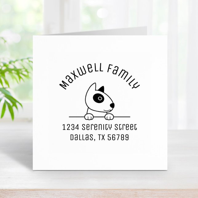 Cute Bull Terrier Hund Arch Family Adress 2 Stämpel (Skapare uppladdad)