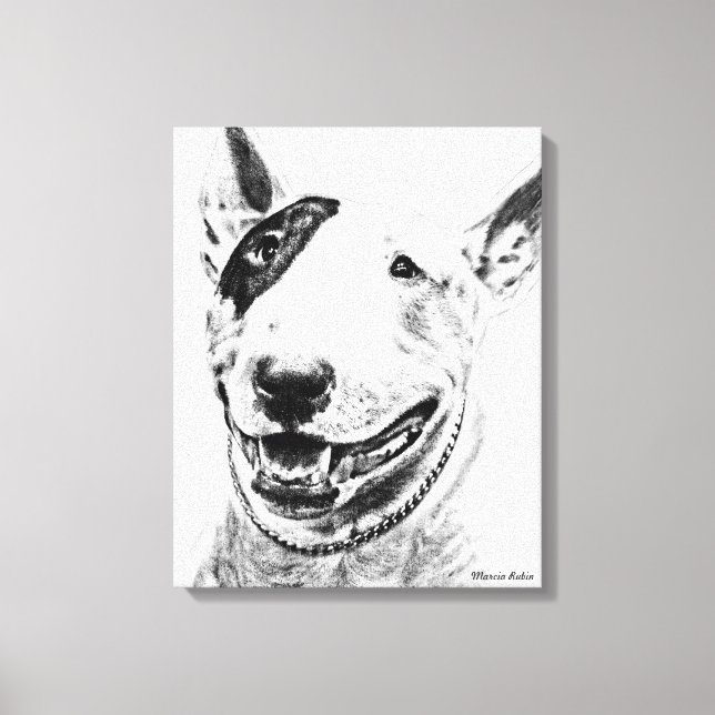 Cute Bull Terrier hund art Canvastryck (Framsida)