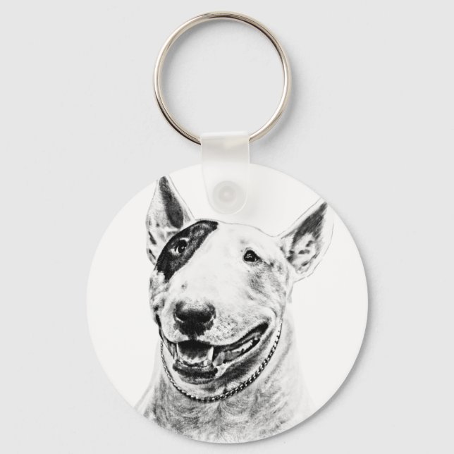 Cute Bull Terrier hund art Nyckelring (Framsida)