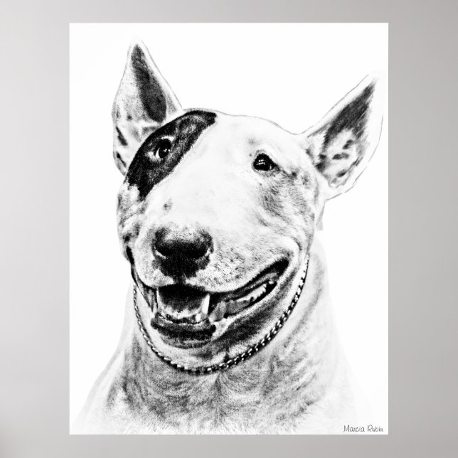 Cute Bull Terrier hund art Poster (Framsidan)