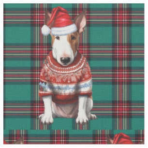 Cute Bull Terrier Hund Helgdag Plagt jul Tyg