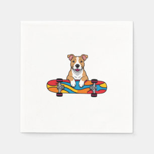Cute Bull Terrier på en skateboard Pappersservett
