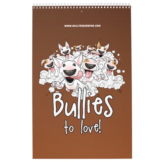Cute Bull Terrier Tecknad Calendar Kalender (Omslag)